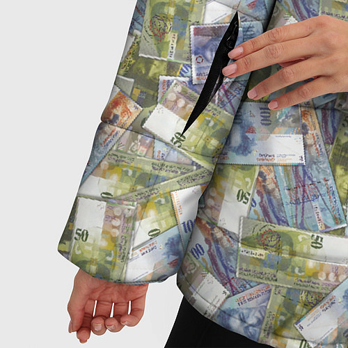 Женская зимняя куртка Банкноты 50 и 100 Франков / 3D-Светло-серый – фото 5