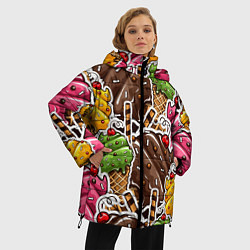 Куртка зимняя женская Шоколадные сладости Мороженое, цвет: 3D-красный — фото 2