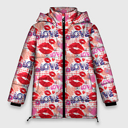 Куртка зимняя женская LOVE поцелуи, цвет: 3D-красный