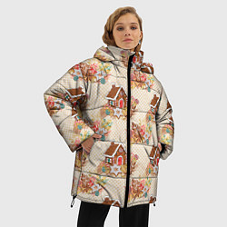 Куртка зимняя женская Пряничный домик Новогодний, цвет: 3D-красный — фото 2