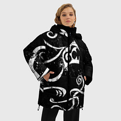 Куртка зимняя женская ТАТУИРОВКА ДРАКЕНА WHITE AND BLACK, цвет: 3D-черный — фото 2
