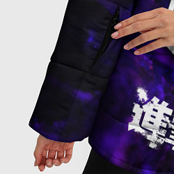 Куртка зимняя женская Логотип Атака Титанов Космос, цвет: 3D-красный — фото 2