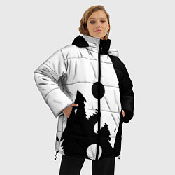 Куртка зимняя женская Волки Инь и Янь Добро и Зло, цвет: 3D-светло-серый — фото 2