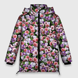 Куртка зимняя женская Чудесные фиалки, цвет: 3D-черный