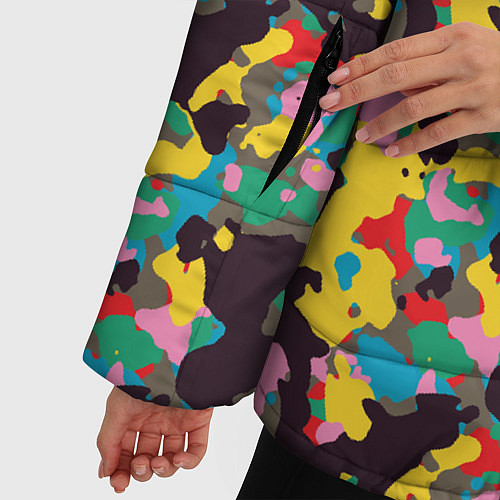 Женская зимняя куртка Модный военный камуфляж / 3D-Красный – фото 5