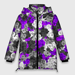 Куртка зимняя женская Абстрактные фиалочки, цвет: 3D-светло-серый