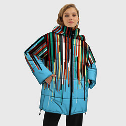 Куртка зимняя женская Glitch pattern 2087, цвет: 3D-красный — фото 2