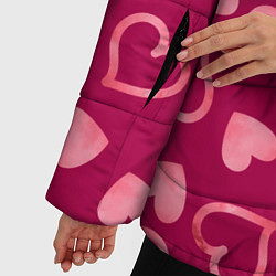 Куртка зимняя женская Паттерн сердечки, цвет: 3D-красный — фото 2