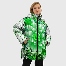 Куртка зимняя женская Яркая пышная летняя зелень, цвет: 3D-светло-серый — фото 2