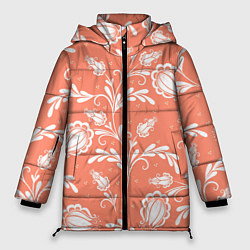 Куртка зимняя женская Красочный ЦвеТочный Узор, цвет: 3D-красный