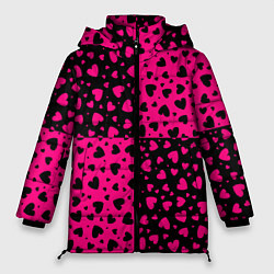 Женская зимняя куртка Черно-Розовые сердца