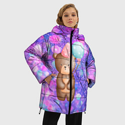 Куртка зимняя женская День Рождения - Медвежонок с шариками, цвет: 3D-светло-серый — фото 2