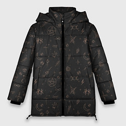 Женская зимняя куртка Паттерн пентаграмма черный