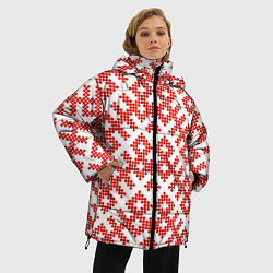 Куртка зимняя женская Славянский орнамент этнический узор, цвет: 3D-светло-серый — фото 2