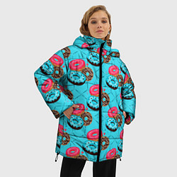 Куртка зимняя женская Яркие пончики, цвет: 3D-черный — фото 2