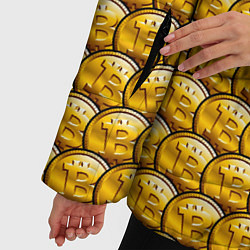 Куртка зимняя женская Золотые Биткоины Golden Bitcoins, цвет: 3D-черный — фото 2