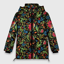 Женская зимняя куртка Цветочный Узор хохлома