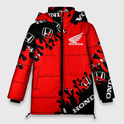 Куртка зимняя женская Honda нарисованный огонь, цвет: 3D-красный