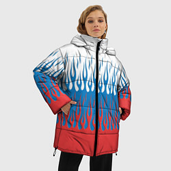 Куртка зимняя женская Флаг России пламя, цвет: 3D-красный — фото 2