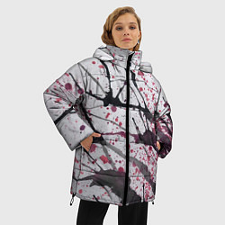 Куртка зимняя женская Сакура цветёт рисунок акварелью, цвет: 3D-светло-серый — фото 2