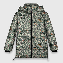 Куртка зимняя женская Доллары банкноты, цвет: 3D-светло-серый