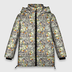 Куртка зимняя женская 100 долларов банкноты, цвет: 3D-светло-серый