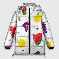 Куртка зимняя женская Пиксельные фрукты, цвет: 3D-красный