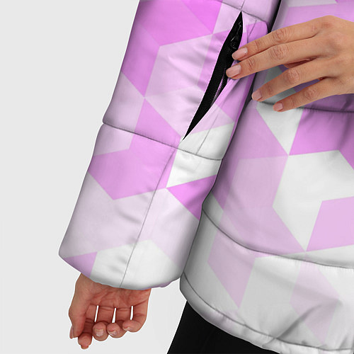 Женская зимняя куртка 3D ромб розовый / 3D-Светло-серый – фото 5