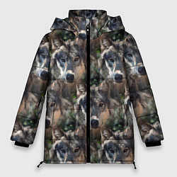 Куртка зимняя женская Волки клипарт wolfs, цвет: 3D-черный