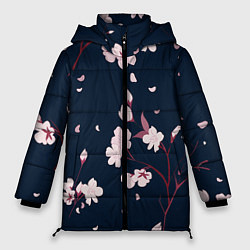 Куртка зимняя женская Веточки с цветами, цвет: 3D-красный