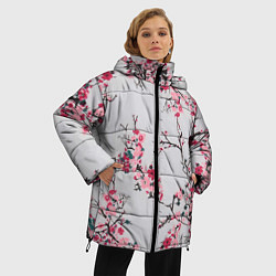 Куртка зимняя женская Цветущие ветви, цвет: 3D-красный — фото 2