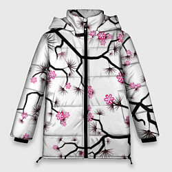 Куртка зимняя женская Цветущий шиповник, цвет: 3D-красный