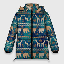 Женская зимняя куртка Жирафы и слоны