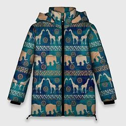 Куртка зимняя женская Жирафы и слоны, цвет: 3D-красный