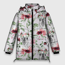 Женская зимняя куртка Ламы и цветы