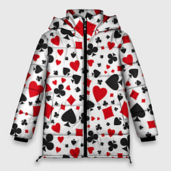 Куртка зимняя женская Картёжные Масти, цвет: 3D-красный