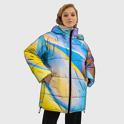 Куртка зимняя женская Градиент Жёлто-Голубая Абстракция, цвет: 3D-светло-серый — фото 2