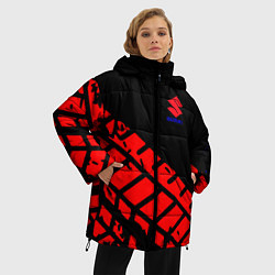 Куртка зимняя женская SUZUKI следы шин, цвет: 3D-красный — фото 2
