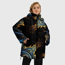 Куртка зимняя женская Огненные фракталы 3d, цвет: 3D-черный — фото 2