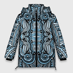 Женская зимняя куртка Абстрактный узор в дудл стиле Рисунок от руки Лини
