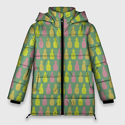 Куртка зимняя женская Шествие ананасов, цвет: 3D-черный