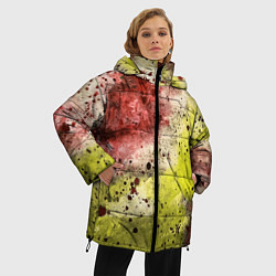 Куртка зимняя женская Абстракция Гранж Желтый и бордовый, цвет: 3D-светло-серый — фото 2