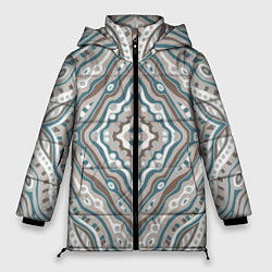 Женская зимняя куртка Абстракция Узор голубого цвета
