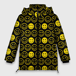 Куртка зимняя женская Nirvana смайлики, цвет: 3D-черный