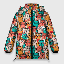 Женская зимняя куртка Милые Разноцветные Котики