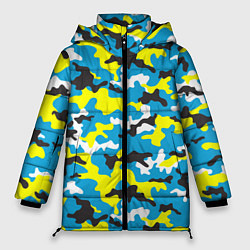Куртка зимняя женская Камуфляж Небесно-Синий, цвет: 3D-черный
