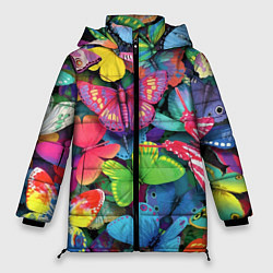 Женская зимняя куртка Стая бабочек Pattern