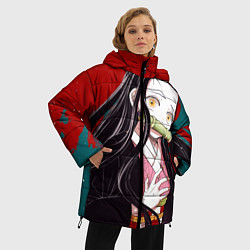 Куртка зимняя женская Клинок, рассекающий демонов Незуко Камадо, цвет: 3D-светло-серый — фото 2