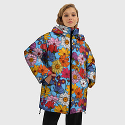 Куртка зимняя женская Ромашки-лютики, цвет: 3D-красный — фото 2