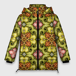 Куртка зимняя женская Калейдоскоп элементы текстура, цвет: 3D-красный